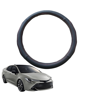 Steering Wheel Cover for Toyota Corolla 2019 - Current Sedan - Black Microfiber Leather - Circle 38 cm