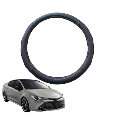 Steering Wheel Cover for Toyota Corolla 2019 - Current Sedan - Black Microfiber Leather - Circle 38 cm