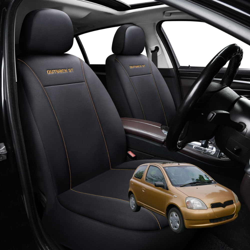 Car Front Seat Cover for Toyota Yaris 1999 - 2005 (Echo, Platz, XP10/XP20) - Black