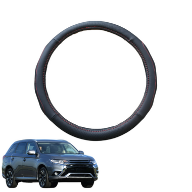 Steering Wheel Cover for Mitsubishi Outlander P-HEV 2013 - 2020 - Black Microfiber Leather - Circle 38 cm
