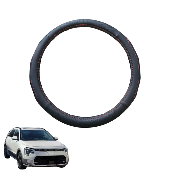 Steering Wheel Cover for Kia Niro 2022 - Current (HEV SG2) - Black Microfiber Leather - Circle 38 cm