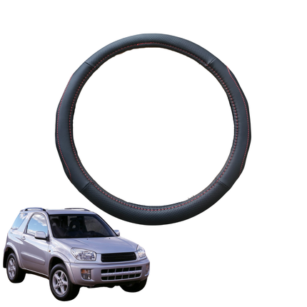 Steering Wheel Cover for Toyota RAV4 2000 - 2005 2-Door (XA20) - Black Microfiber Leather - Circle 38 cm