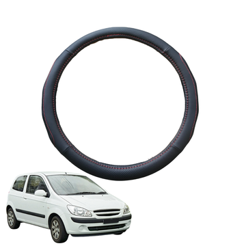 Steering Wheel Cover for Hyundai Getz 2002 - 2011 TB - Black Microfiber Leather - Circle 38 cm