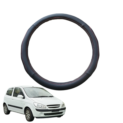 Steering Wheel Cover for Hyundai Getz 2002 - 2011 TB - Black Microfiber Leather - Circle 38 cm