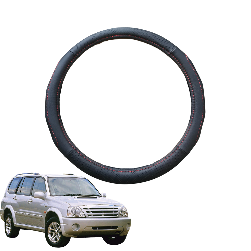 Steering Wheel Cover for Suzuki Vitara 2005 - 2015 - Black Microfiber Leather - Circle 38 cm