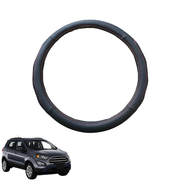 Steering Wheel Cover for Ford EcoSport 2012 - 2020 - Black Microfiber Leather - Circle 38 cm