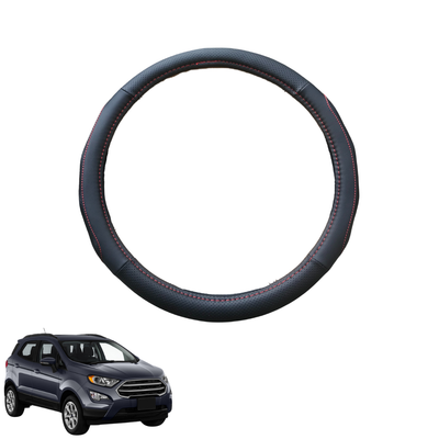 Steering Wheel Cover for Ford EcoSport 2012 - 2020 - Black Microfiber Leather - Circle 38 cm