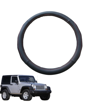 Steering Wheel Cover for Jeep Wrangler 2007 - 2018 Rubicon (JK) - Black Microfiber Leather - Circle 38 cm