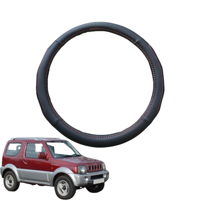 Steering Wheel Cover for Suzuki Jimny 1998 - 2018 JB - Black Microfiber Leather - Circle 38 cm