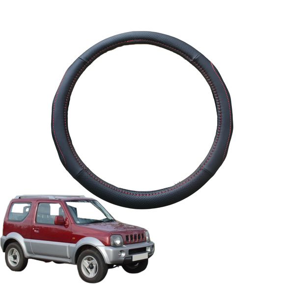 Steering Wheel Cover for Suzuki Jimny 1998 - 2018 JB - Black Microfiber Leather - Circle 38 cm