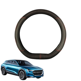Steering Wheel Cover for Audi e-tron 2018 - Current - Black Microfiber Leather - D-Shape 38 cm