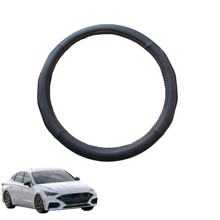 Steering Wheel Cover for Hyundai Sonata 2021 - Current - Black Microfiber Leather - Circle 38 cm