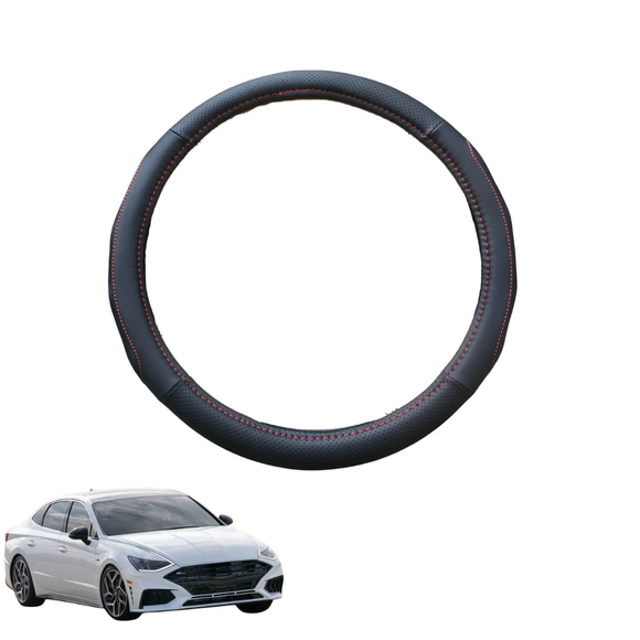 Steering Wheel Cover for Hyundai Sonata 2021 - Current - Black Microfiber Leather - Circle 38 cm