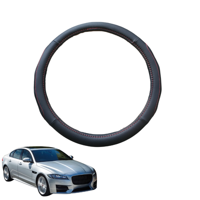 Steering Wheel Cover for Jaguar XF 2016 - Current (X260) - Black Microfiber Leather - Circle 38 cm