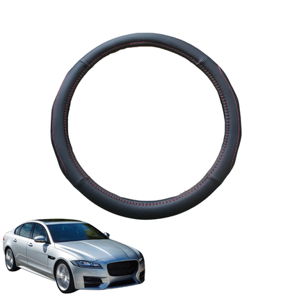 Steering Wheel Cover for Jaguar XF 2016 - Current (X260) - Black Microfiber Leather - Circle 38 cm