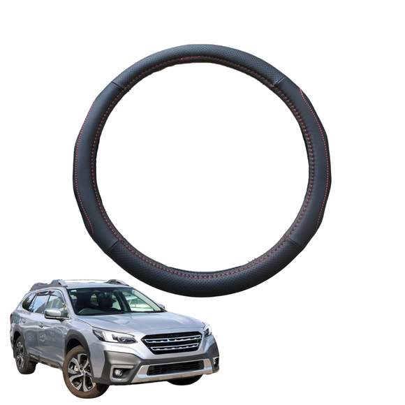 Steering Wheel Cover for Subaru Outback 2021 - Current 6GEN - Black Microfiber Leather - Circle 38 cm