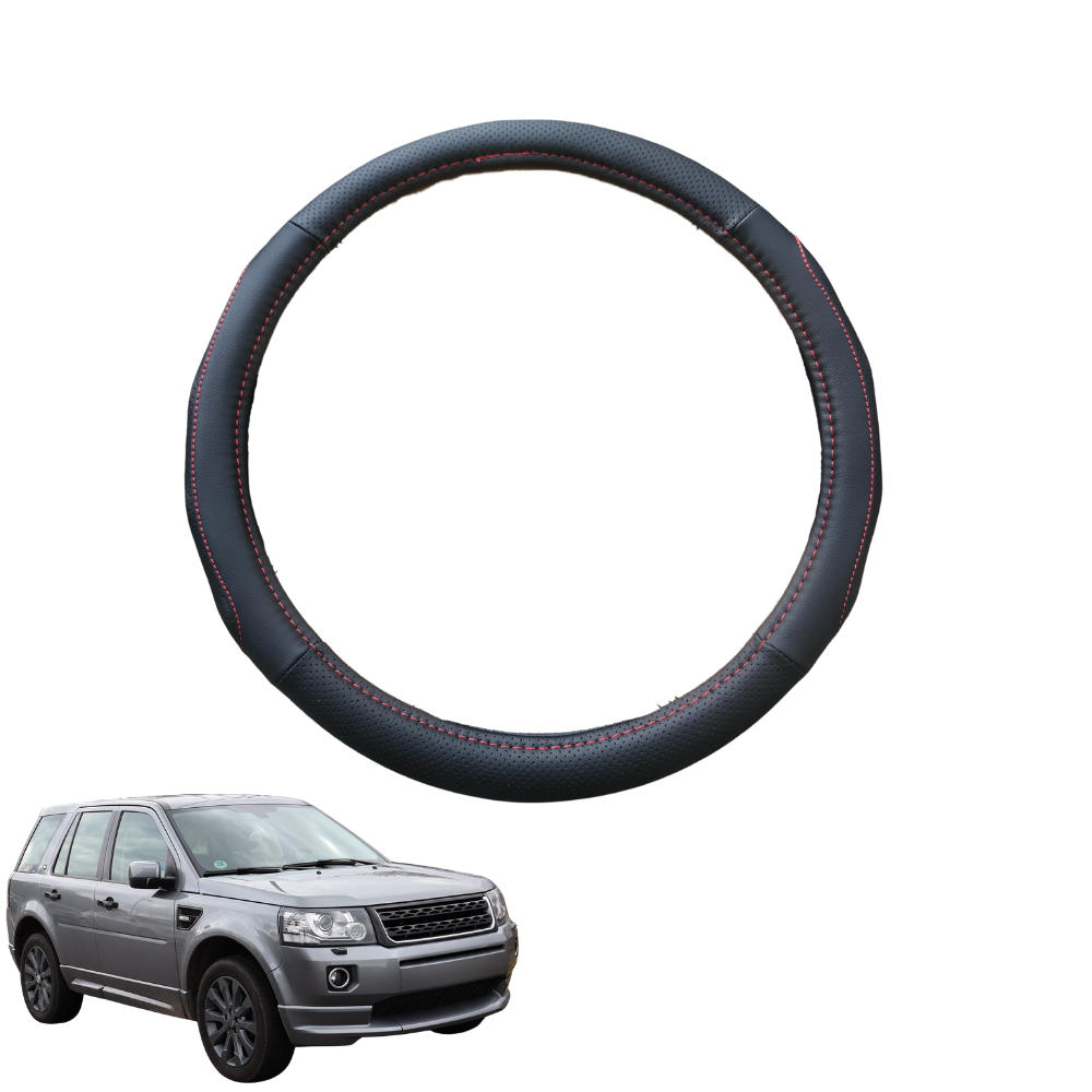 Steering Wheel Cover for Land Rover Freelander 2007 - 2014 (Series 2) - Black Microfiber Leather - Circle 38 cm