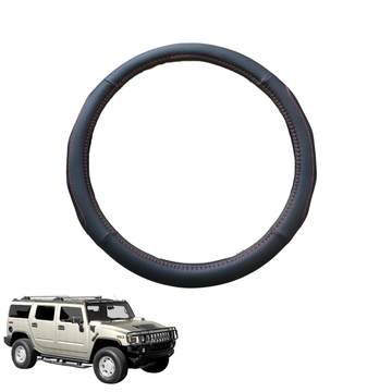 Steering Wheel Cover for Hummer H2 2003 - 2009 - Black Microfiber Leather - Circle 38 cm