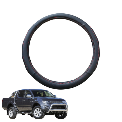 Steering Wheel Cover for Mitsubishi Triton Single Cab 2006 - 2012 (ML MN) - Black Microfiber Leather - Circle 38 cm