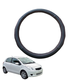 Steering Wheel Cover for Toyota Yaris 2005 - 2010 XP90 - Black Microfiber Leather - Circle 38 cm