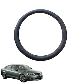 Steering Wheel Cover for Holden Statesman 2013 - 2017 (WN) - Black Microfiber Leather - Circle 38 cm