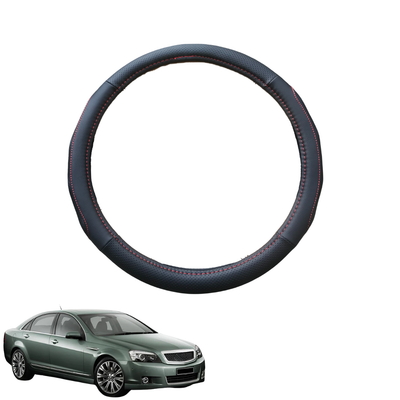 Steering Wheel Cover for Holden Statesman 2013 - 2017 (WN) - Black Microfiber Leather - Circle 38 cm