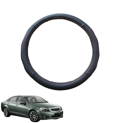 Steering Wheel Cover for Holden Statesman 2013 - 2017 (WN) - Black Microfiber Leather - Circle 38 cm
