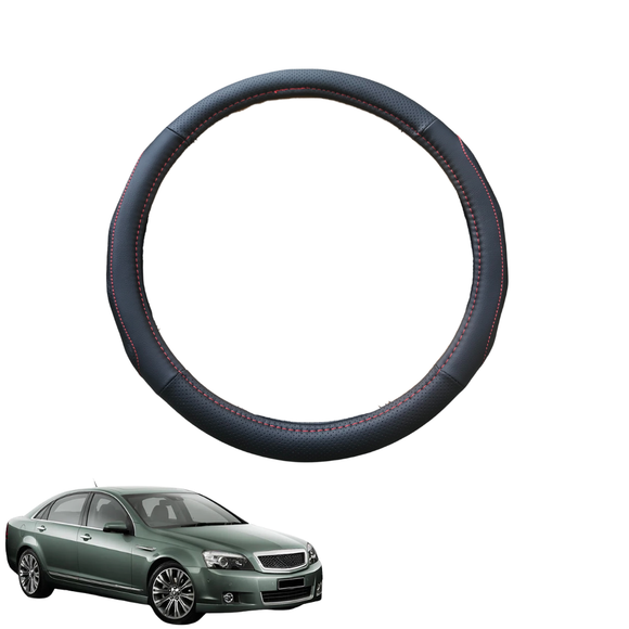 Steering Wheel Cover for Holden Statesman 2013 - 2017 (WN) - Black Microfiber Leather - Circle 38 cm