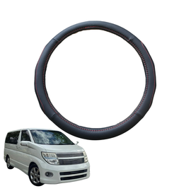 Steering Wheel Cover for Nissan Elgrand 2002 - 2010 E51 2nd Gen - Black Microfiber Leather - Circle 38 cm