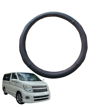 Steering Wheel Cover for Nissan Elgrand 2002 - 2010 E51 2nd Gen - Black Microfiber Leather - Circle 38 cm