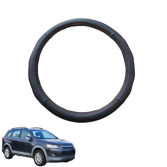 Steering Wheel Cover for Holden Captiva 7 2009 - 2015 CG, CG II - Black Microfiber Leather - Circle 38 cm