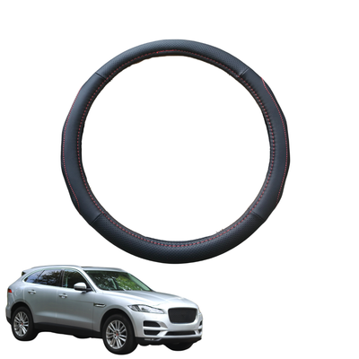 Steering Wheel Cover for Jaguar F-PACE 2016 - Current X761 - Black Microfiber Leather - Circle 38 cm