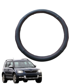 Steering Wheel Cover for Skoda Yeti 2009 - 2017 - Black Microfiber Leather - Circle 38 cm