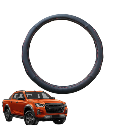Steering Wheel Cover for Isuzu D-Max Crew Cab 2020 - Current RG - Black Microfiber Leather - Circle 38 cm