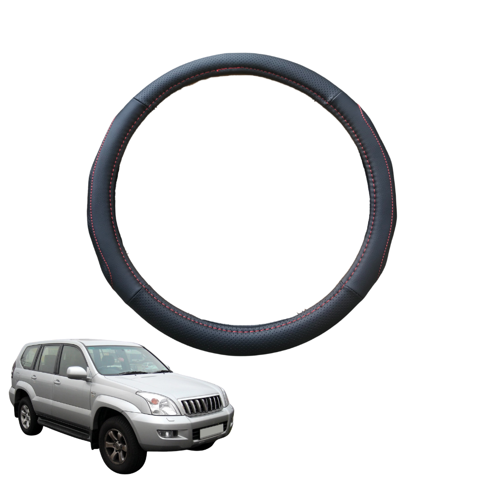 Steering Wheel Cover for Toyota Prado 2002 - 2009 (J120) - Black Microfiber Leather - Circle 38 cm