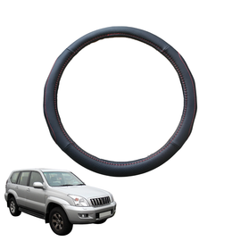 Steering Wheel Cover for Toyota Prado 2002 - 2009 (J120) - Black Microfiber Leather - Circle 38 cm