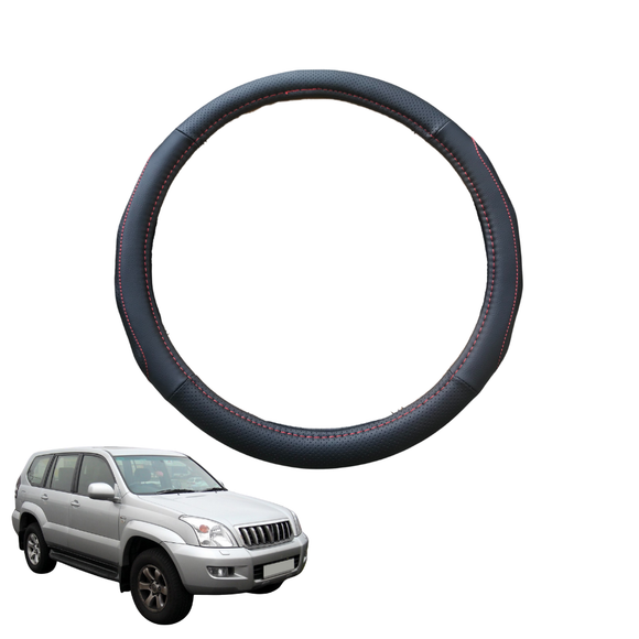 Steering Wheel Cover for Toyota Prado 2002 - 2009 (J120) - Black Microfiber Leather - Circle 38 cm