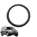 Steering Wheel Cover for Nissan X-TRAIL 2007 - 2014 (T31) - Black Microfiber Leather - Circle 38 cm-1