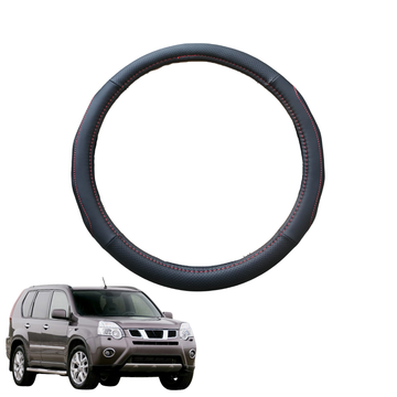 Steering Wheel Cover for Nissan X-TRAIL 2007 - 2014 (T31) - Black Microfiber Leather - Circle 38 cm