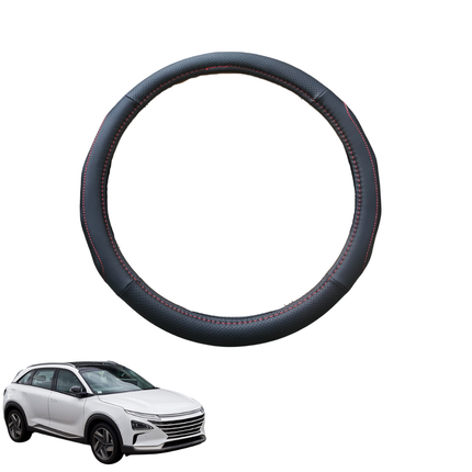 Steering Wheel Cover for Hyundai NEXO 2021 - Current - Black Microfiber Leather - Circle 38 cm
