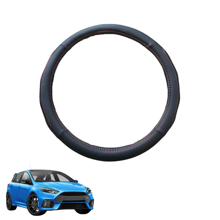 Steering Wheel Cover for Ford Focus 2011 - 2018 LS, LW,LW MKII, LZ - Black Microfiber Leather - Circle 38 cm