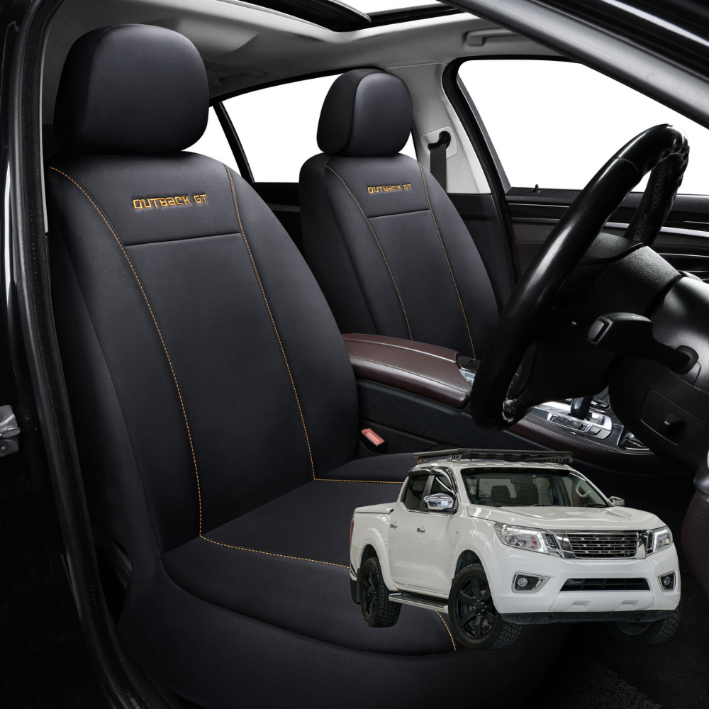 Car Front Seat Cover for Nissan Navara Dual Cab 2015 - Current (NP300/D23 STX without rear cupholder) - Black