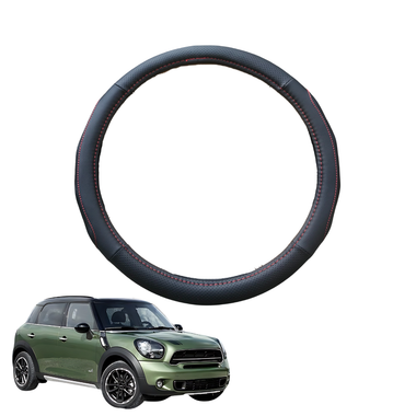 Steering Wheel Cover for MINI Countryman 2010 - 2017 (R60) - Black Microfiber Leather - Circle 38 cm