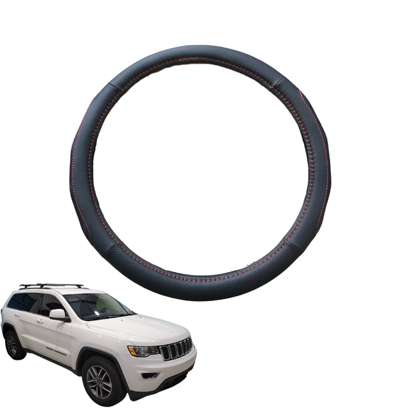 Steering Wheel Cover for Jeep Grand Cherokee 2011 - 2021 (WK) - Black Microfiber Leather - Circle 38 cm