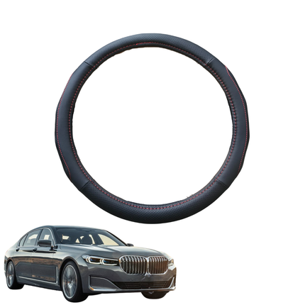 Steering Wheel Cover for BMW 7 Series 2015 - 2022 (G11 G12) - Black Microfiber Leather - Circle 38 cm