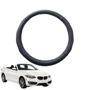 Steering Wheel Cover for BMW 2 Series 2014 - 2021 Coupe/Convertible (F22 F23) - Black Microfiber Leather - Circle 38 cm-1