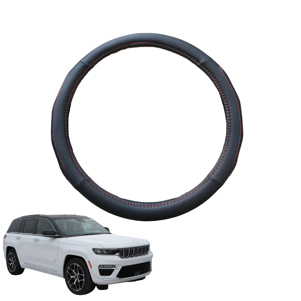 Steering Wheel Cover for Jeep Grand Cherokee 2022 - Current (WL) - Black Microfiber Leather - Circle 38 cm