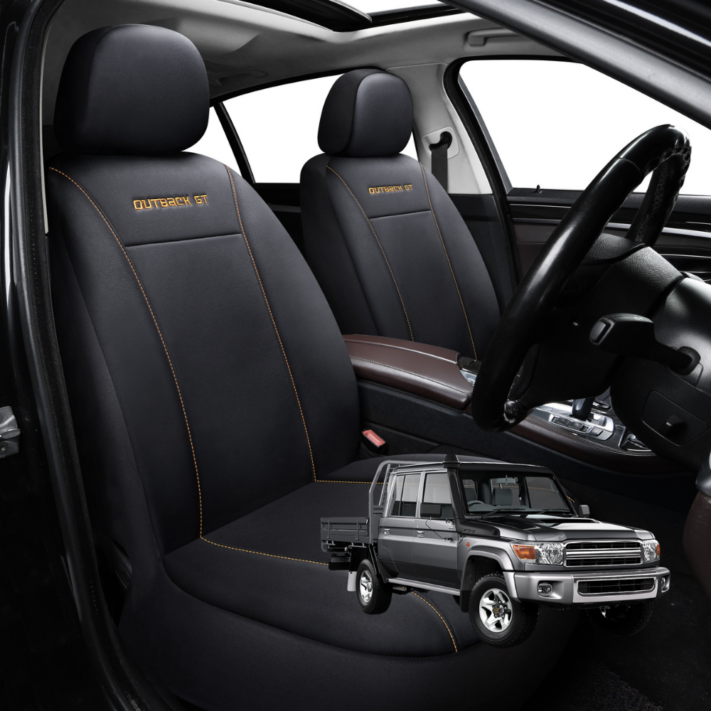Car Front Seat Cover for Toyota LandCruiser 79 Series Double Cab 2012 - Current  - Black