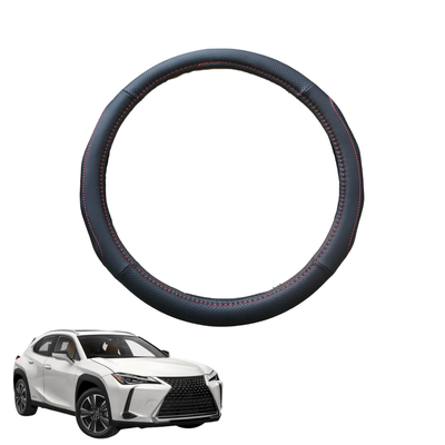 Steering Wheel Cover for Lexus UX 2021 - Current 10R, 15R - Black Microfiber Leather - Circle 38 cm