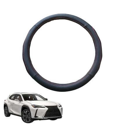 Steering Wheel Cover for Lexus UX 2021 - Current 10R, 15R - Black Microfiber Leather - Circle 38 cm